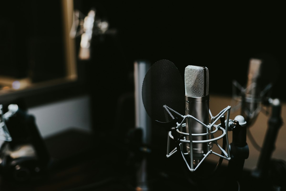 AI voice generation interface showing waveform and language options