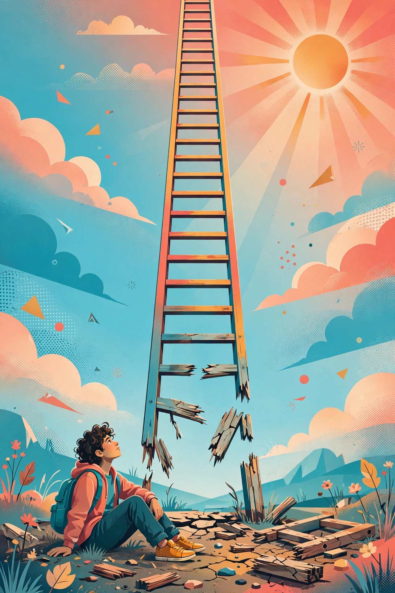 Illustration of a career ladder for entry-level jobs in 2026 with the bottom rungs faded and broken