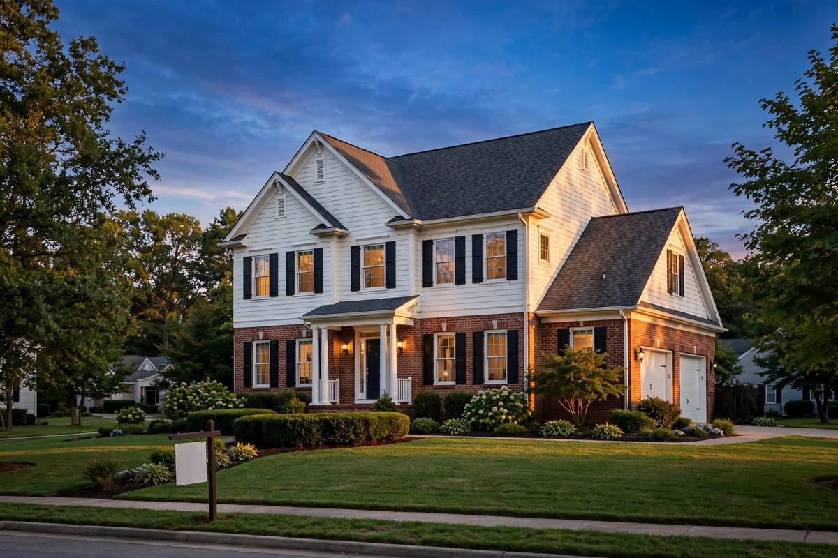 American suburban home for sale at golden hour, mortgage rates 2026 buy now or wait