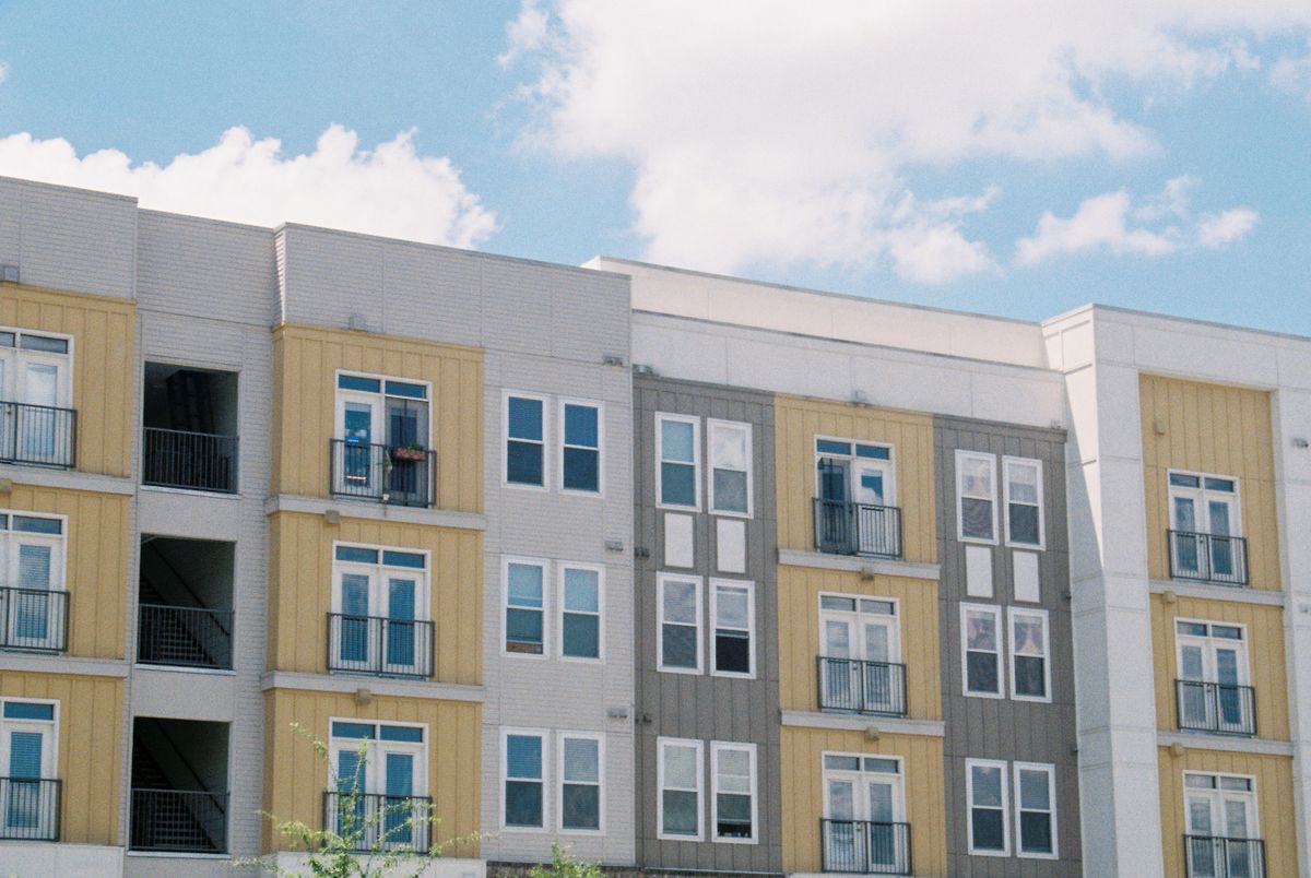 Modern apartment building exterior in daylight