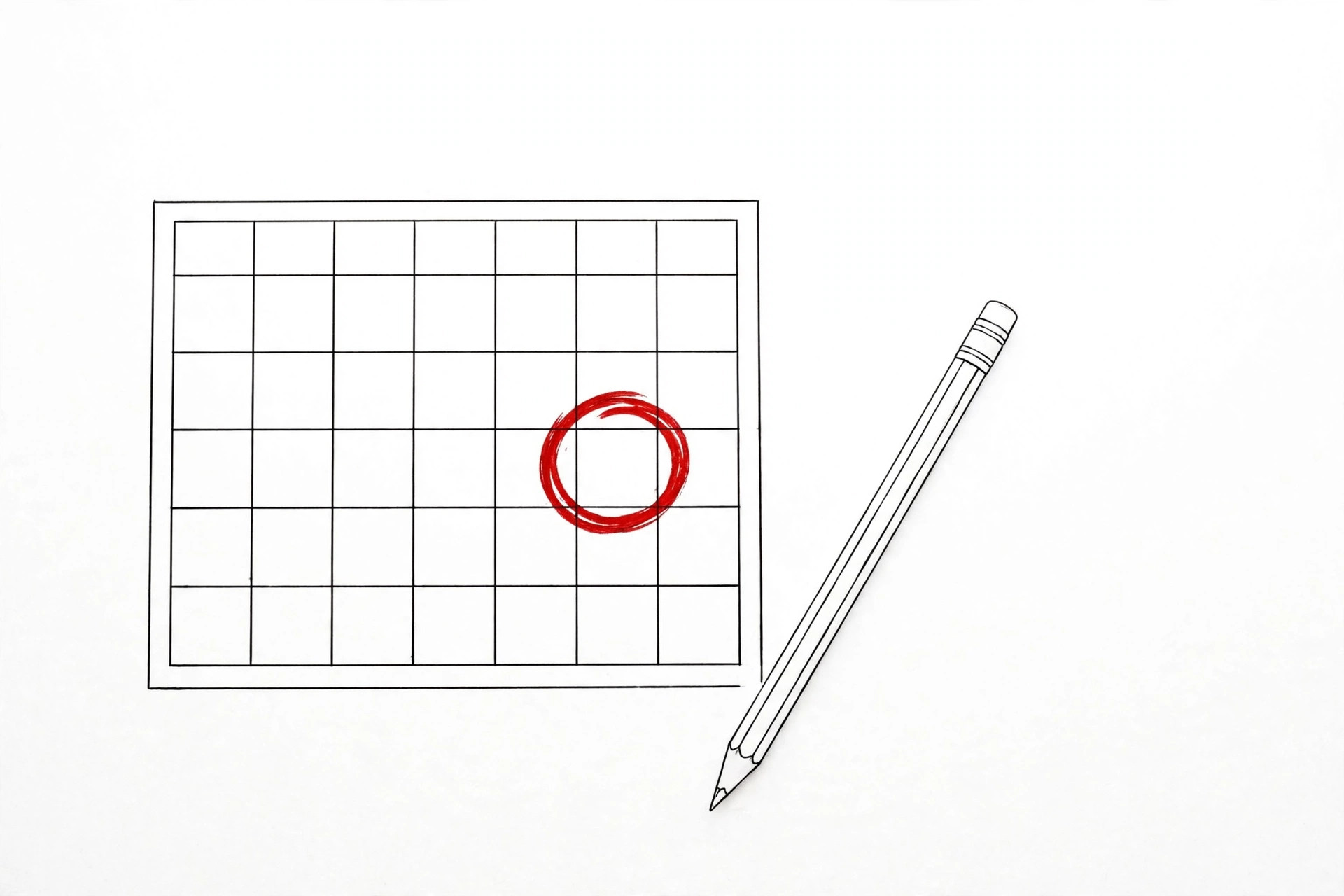 Minimalist line drawing of a November calendar page with the first day circled